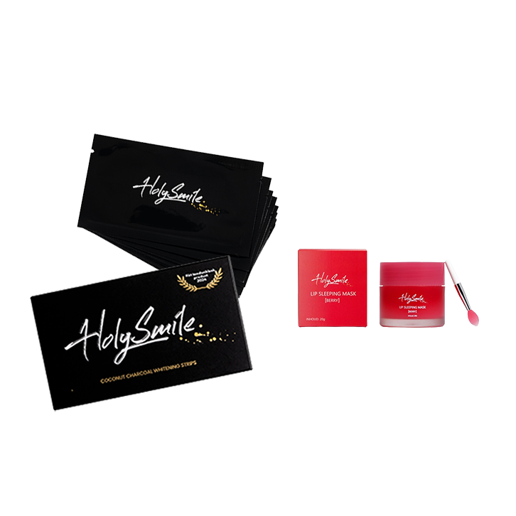 Ensemble bandes blanchissantes et baume à lèvres